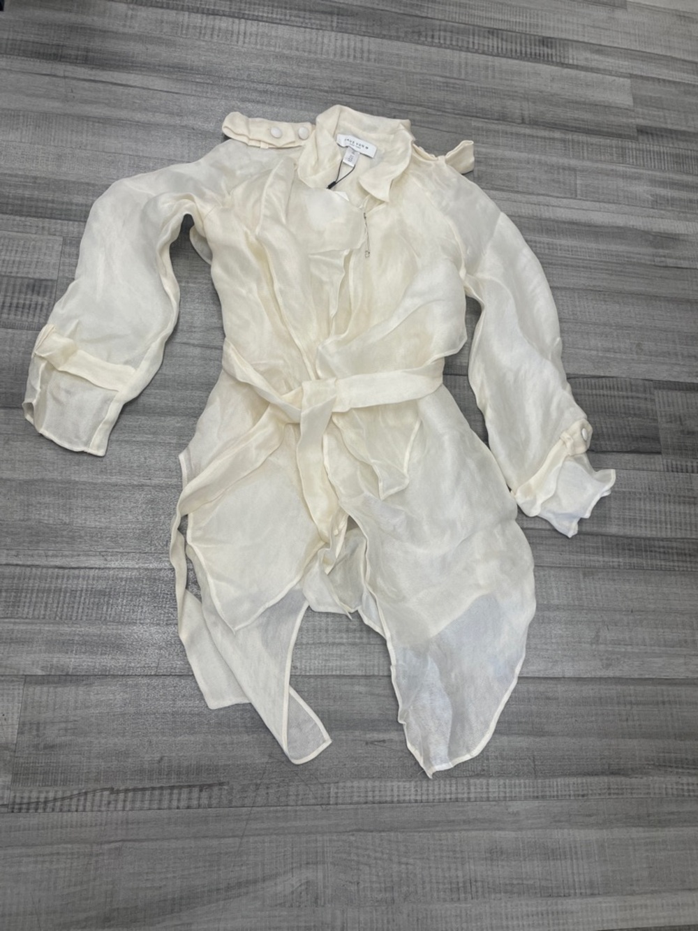 Sheer Ivory Tie-Waist Tunic